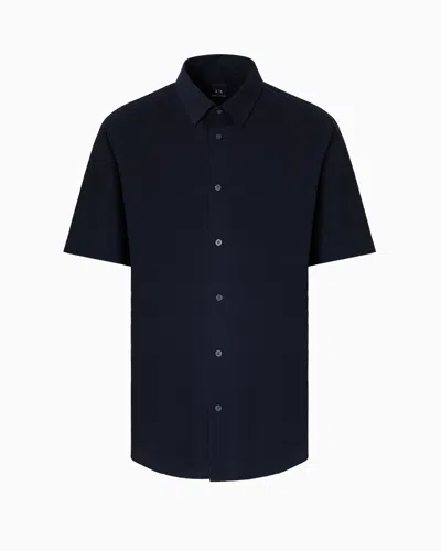 Armani Exchange Regular Fit Short Sleeve Shirt In Blue