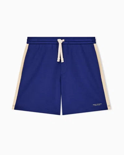 Armani Exchange Regular Fit Shorts In Stretch Modal Jersey In Blue