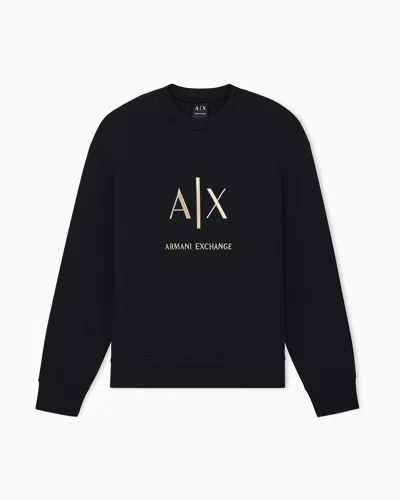 Armani Exchange Regular Fit Sweatshirt Stretch Cotton Jersey In Black
