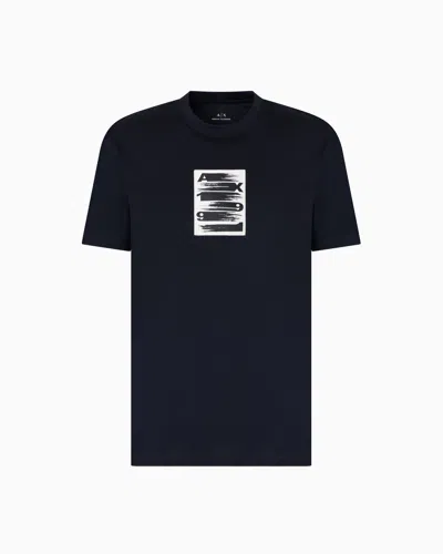 Armani Exchange Regular Fit T-shirt With Abstract Logo In Navy_blue