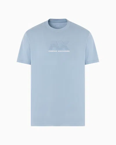 Armani Exchange Regular Fit T-shirt With Embossed Logo In Blue