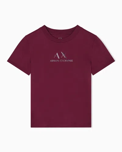 Armani Exchange Regular Fit T-shirt With Graphic Logo In Burgundy