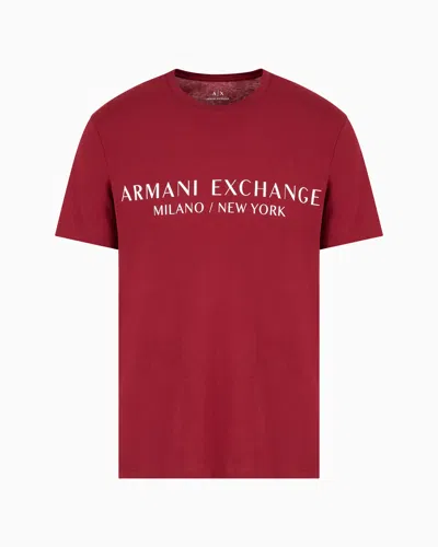 Armani Exchange Regular Fit T-shirt With Logo In Burgundy