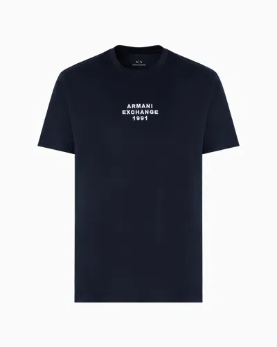 Armani Exchange Regular Fit T-shirt With Logo Lettering In Blue