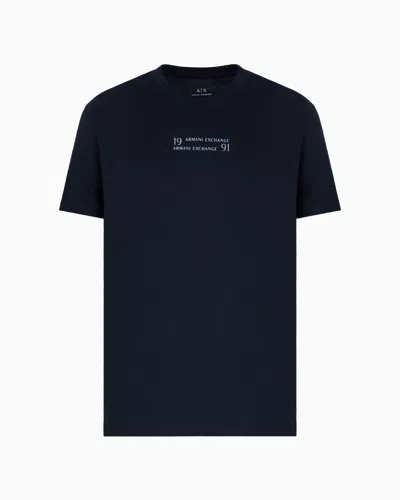 Armani Exchange Regular Fit T-shirt With Logo Lettering In Blue