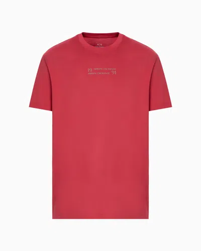 Armani Exchange Regular Fit T-shirt With Logo Lettering In Pink