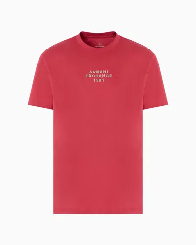 Armani Exchange Regular Fit T-shirt With Logo Lettering In Red