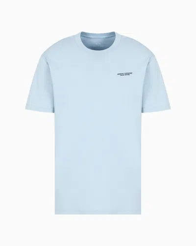 Armani Exchange Regular Fit T-shirt With Logo In Light Blue