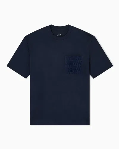 Armani Exchange Regular Fit T-shirt With Logo Pocket In Blue
