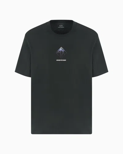 Armani Exchange Regular Fit T-shirt With Logo Print In Green