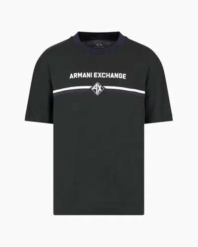 Armani Exchange Regular Fit T-shirt With Logo Print In Green
