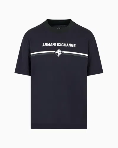 Armani Exchange Regular Fit T-shirt With Logo Print In Navy Blue
