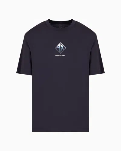 Armani Exchange Regular Fit T-shirt With Logo Print In Navy Blue
