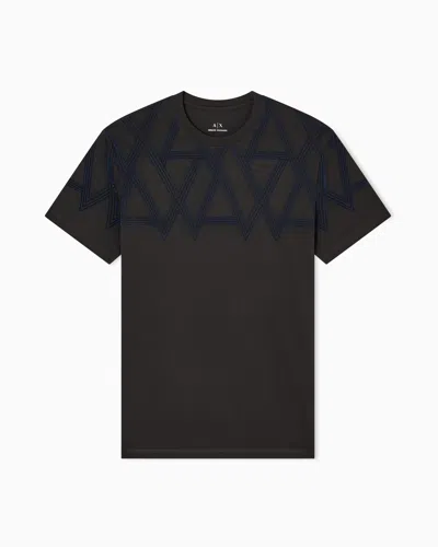 Armani Exchange Regular Fit T-shirt With Maxi Print In Brown