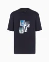 Armani Exchange Regular Fit T-shirt With Photo Print In Navy Blue