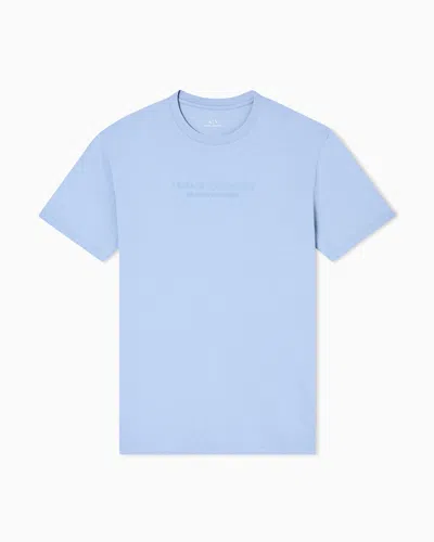 Armani Exchange Regular Fit T-shirt With Round Logo In Blue