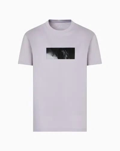 Armani Exchange Regular Fit T-shirt With Vinyl Logo Print In Purple