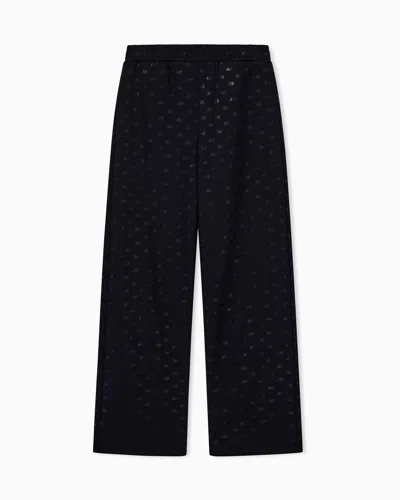 Armani Exchange Regular Fit Trousers In Organic Cotton With Allover Print In Black