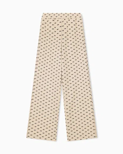 Armani Exchange Regular Fit Trousers In Organic Cotton With Allover Print In Neutral