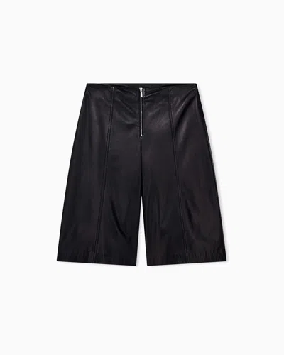 Armani Exchange Regular Fit Trousers In Semi-aniline Leather In Black
