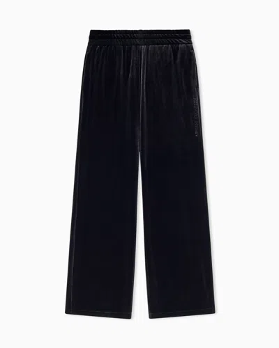 Armani Exchange Regular Fit Trousers In Stretch Velvet In Black