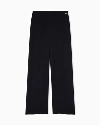 Armani Exchange Regular Fit Trousers Recycled Twill With Rib Details In Black