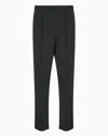 Armani Exchange Regular Fit Trousers With Contrasting Band In Green