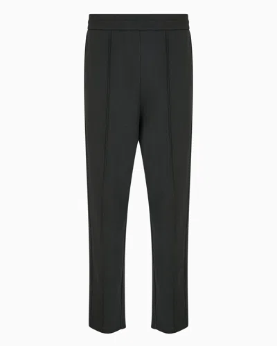 Armani Exchange Regular Fit Trousers With Contrasting Band In Green