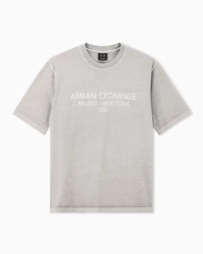Armani Exchange Regular T-shirt Garment-dyed Cotton Jersey In White