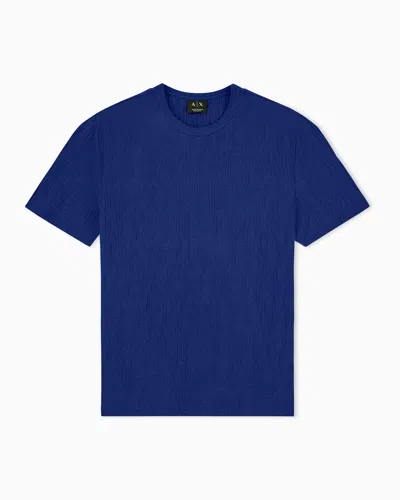 Armani Exchange Regular T-shirt In Mercerized Cotton Jersey In Blue