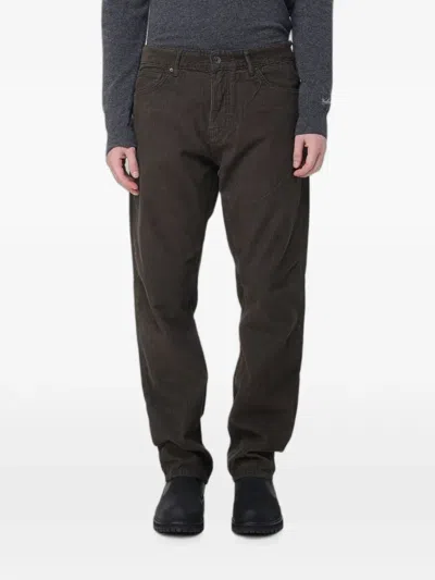 Armani Exchange Regular-fit Corduroy Trousers In Brown