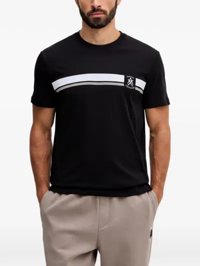 Armani Exchange Regular-fit Logo-detail T-shirt In Black