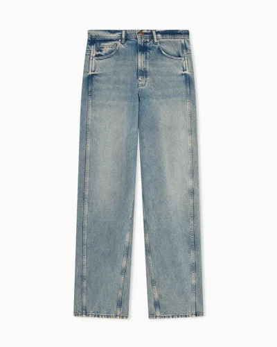 Armani Exchange Relaxed Cotton Jeans In Blue