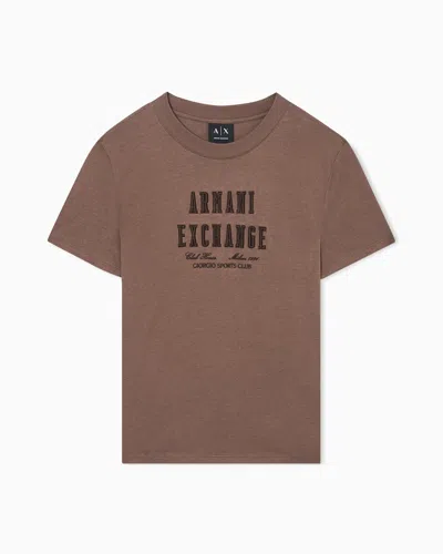 Armani Exchange Relaxed Fit Cotton T-shirt In Brown