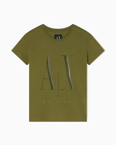Armani Exchange Relaxed Fit Cotton T-shirt In Green