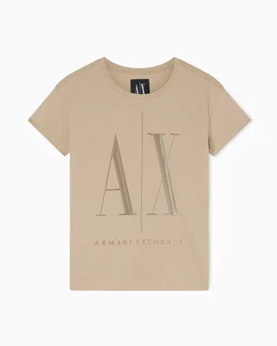 Armani Exchange Relaxed Fit Cotton T-shirt In Brown