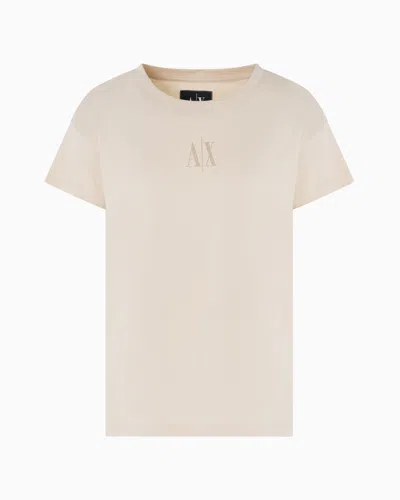 Armani Exchange Relaxed Fit T-shirts In Beige