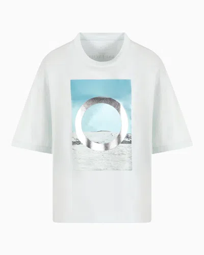 Armani Exchange Relaxed Fit T-shirts In Light Blue