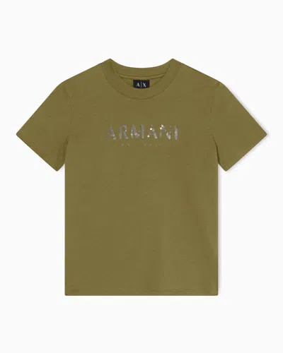 Armani Exchange Relaxed Fit T-shirt In Cotton Jersey In Green