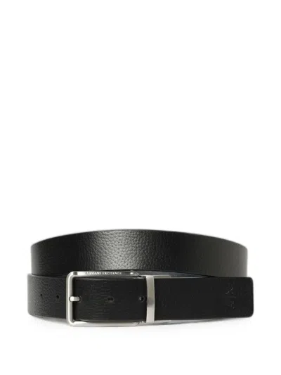 Armani Exchange Reversible Leather Belt In Black