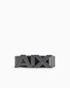 Armani Exchange Reversible Leather Belt With Satin Metal Logo Buckle In Black