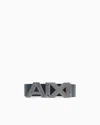 Armani Exchange Reversible Leather Belt With Satin Metal Logo Buckle In Gray