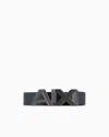 Armani Exchange Reversible Leather Belt With Satin Metal Logo Buckle In Black