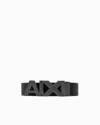 Armani Exchange Reversible Leather Belt With Satin Metal Logo Buckle In Navy Blue