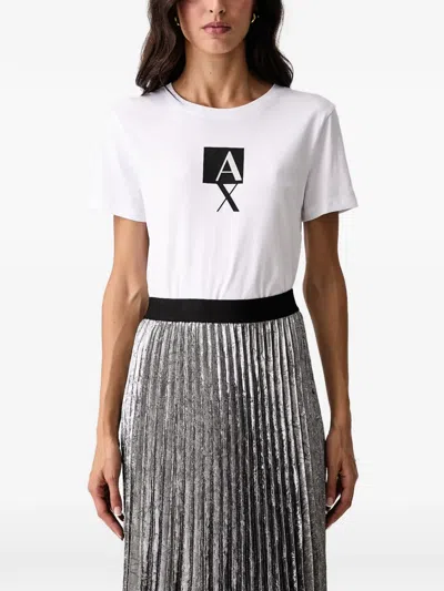 Armani Exchange Rhinestone-embellished Logo T-shirt In White