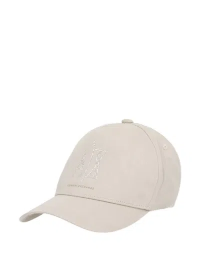 Armani Exchange Rhinestone-embellished Logo-print Baseball Cap In Neutral