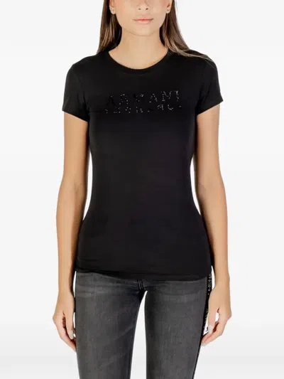 Armani Exchange Rhinestone-embellished T-shirt In Black
