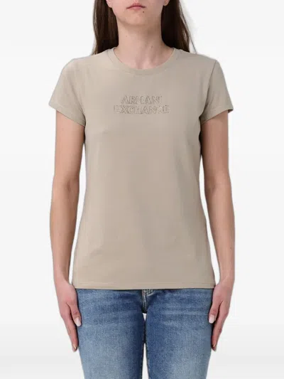 Armani Exchange Rhinestone-embellished T-shirt In Gray