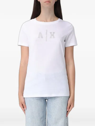 Armani Exchange Rhinestone-embellished T-shirt In White