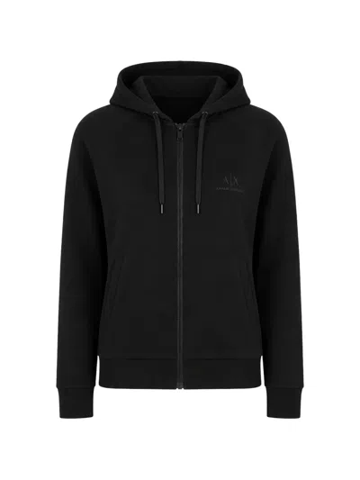 Armani Exchange Rhinestone-embellished Zip-up Hoodie In Black